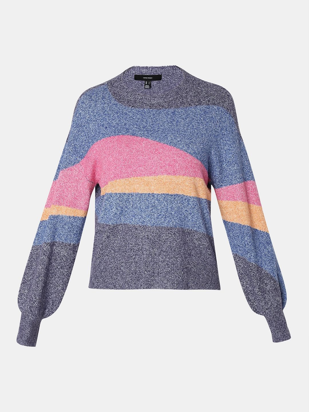 Blue Colourblocked Pullover