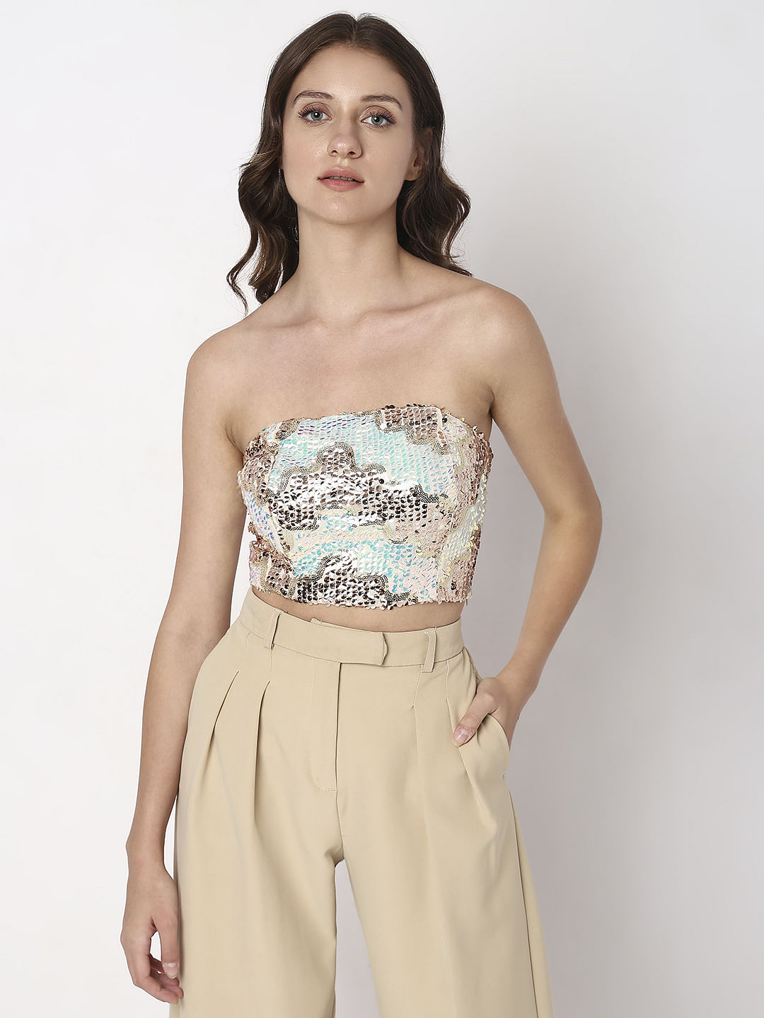 Blue Sequin Corset Top