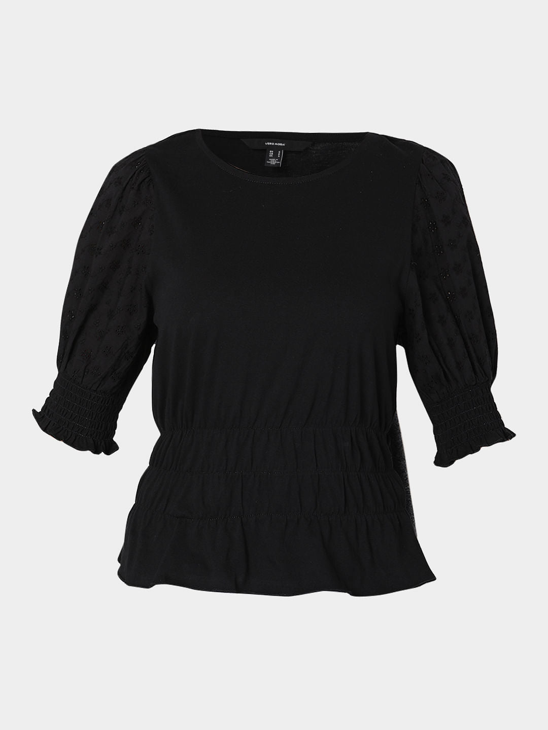 Black Puff Sleeves Top