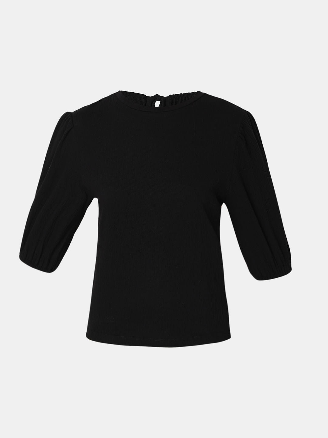Black Puff Sleeves Top