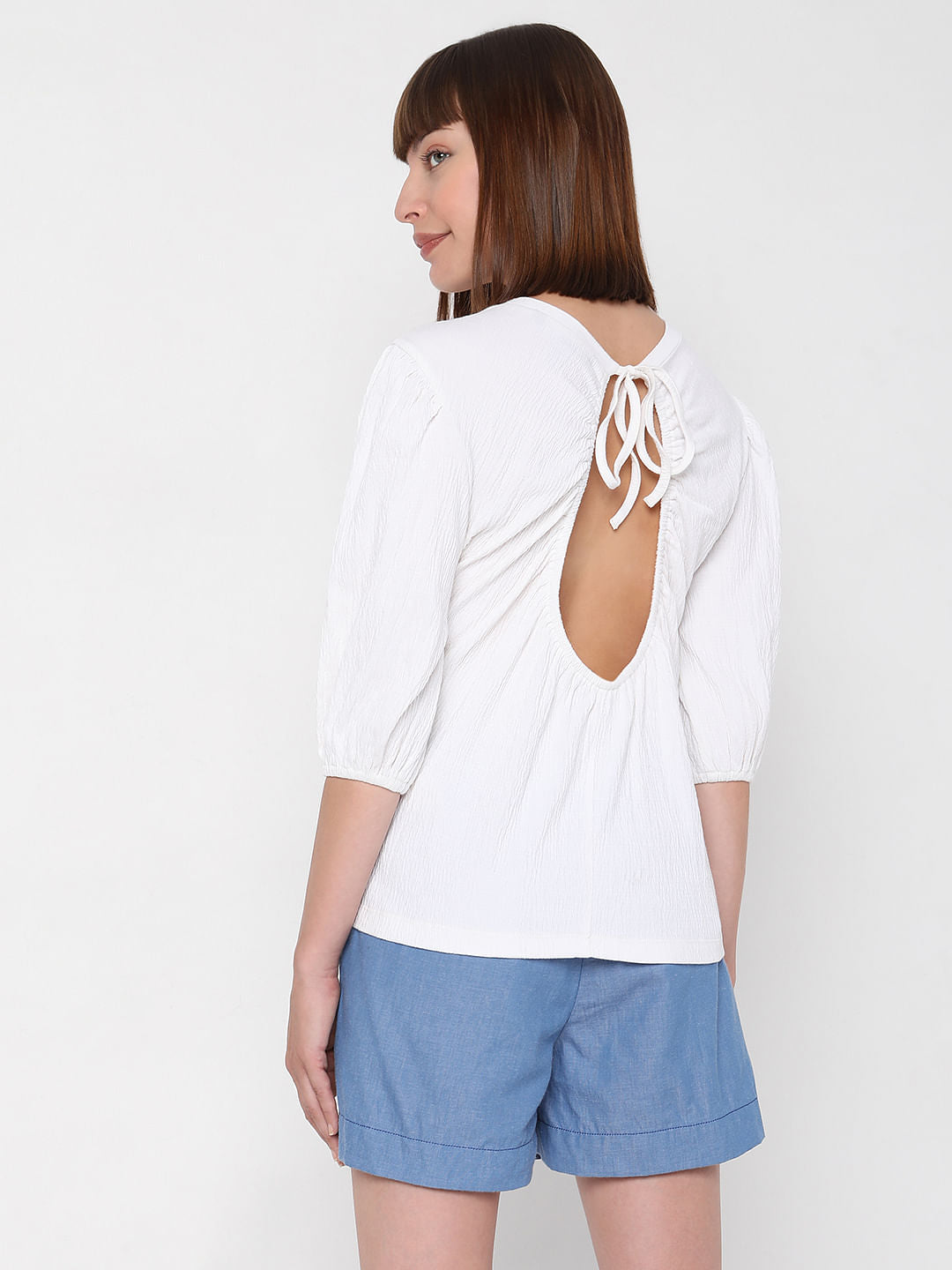 White Back Cut Out Top