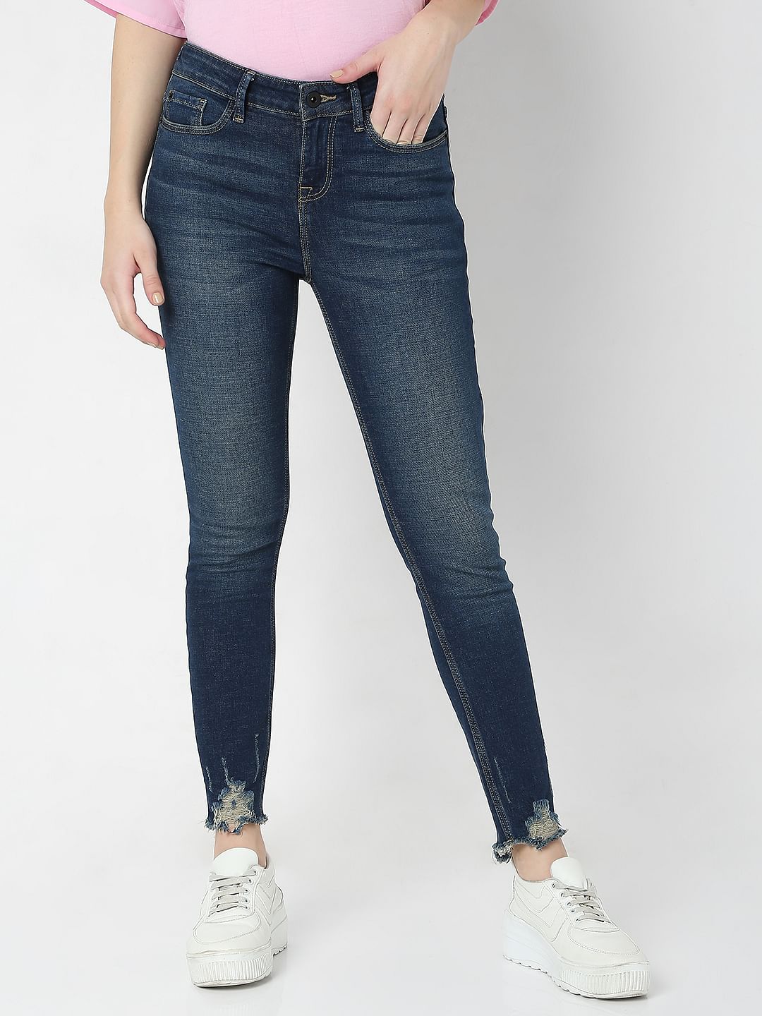 Blue Mid Rise Wendy Skinny Jeans