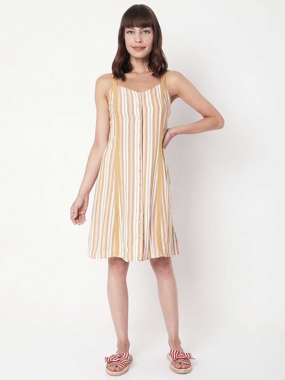 White Striped Dress