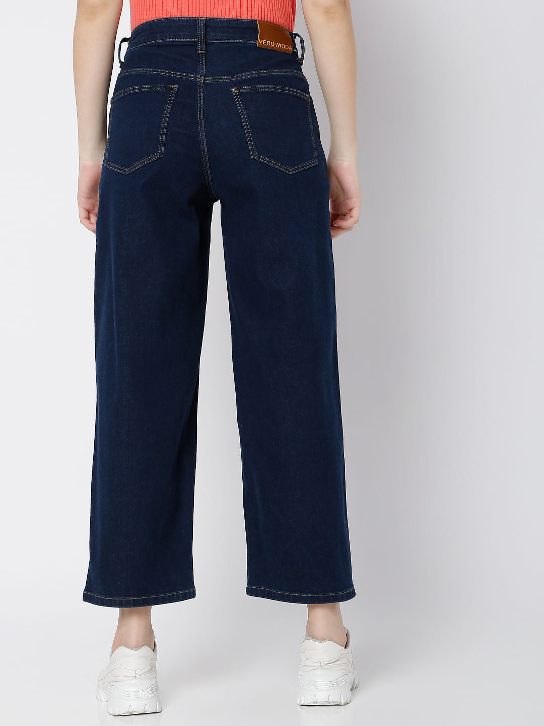 Dark Blue High Rise Wide Leg Jeans