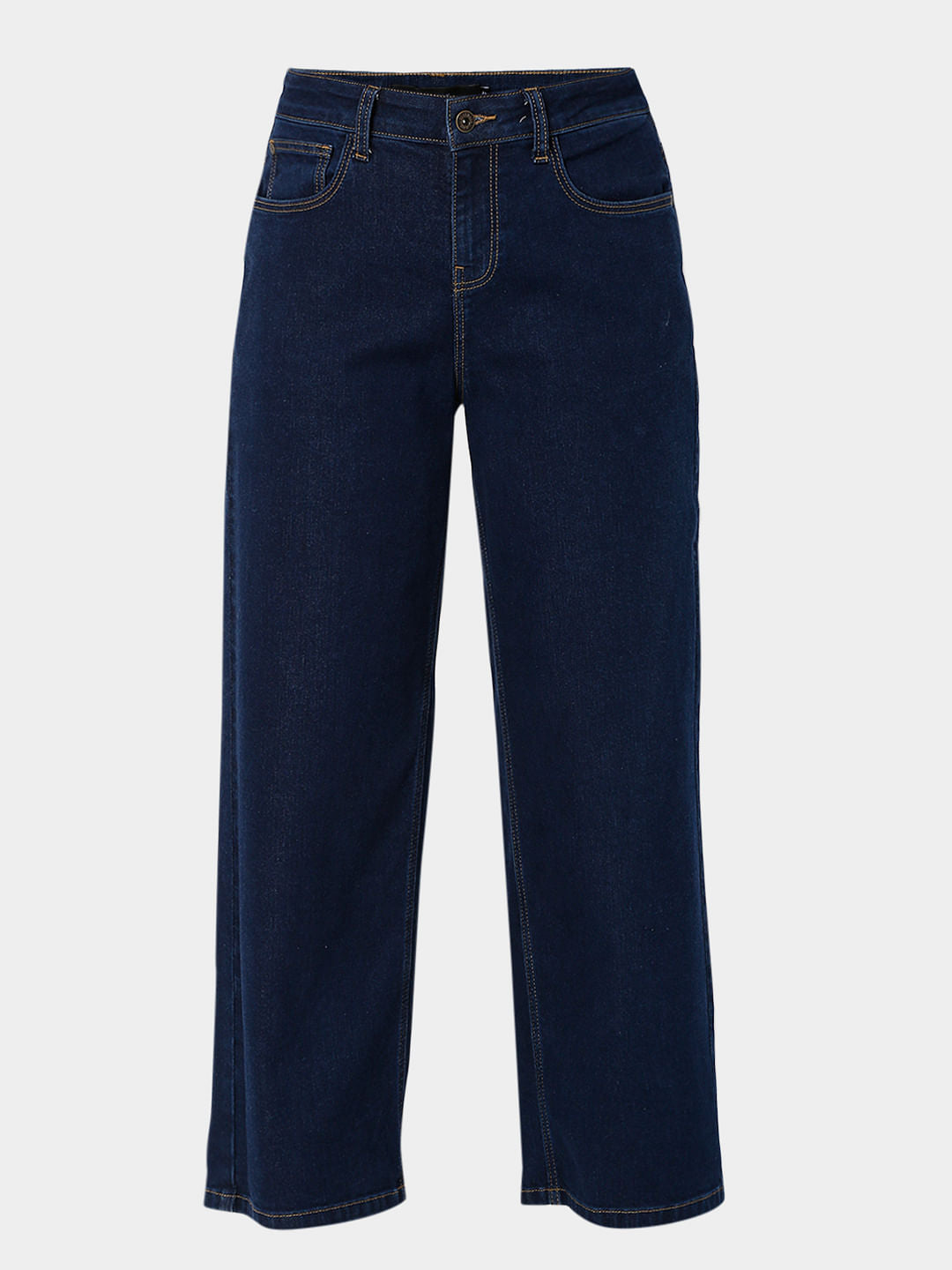 Dark Blue High Rise Wide Leg Jeans