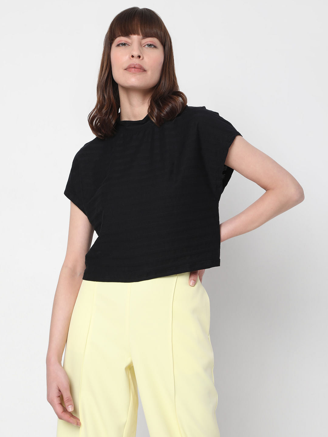 Black High Neck Knit Top