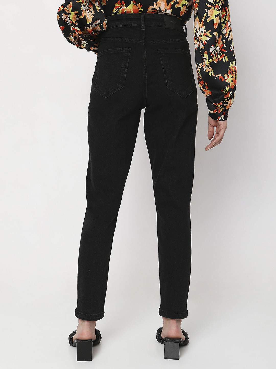 Black High Rise Tapered Jeans