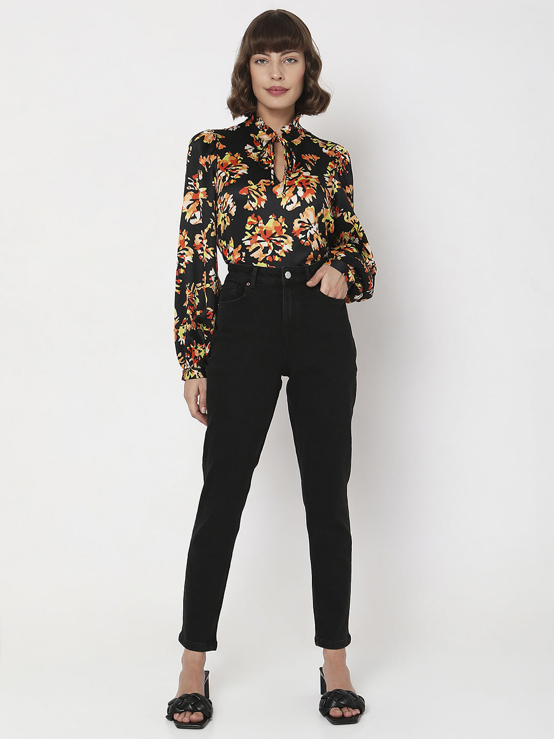 Black High Rise Tapered Jeans