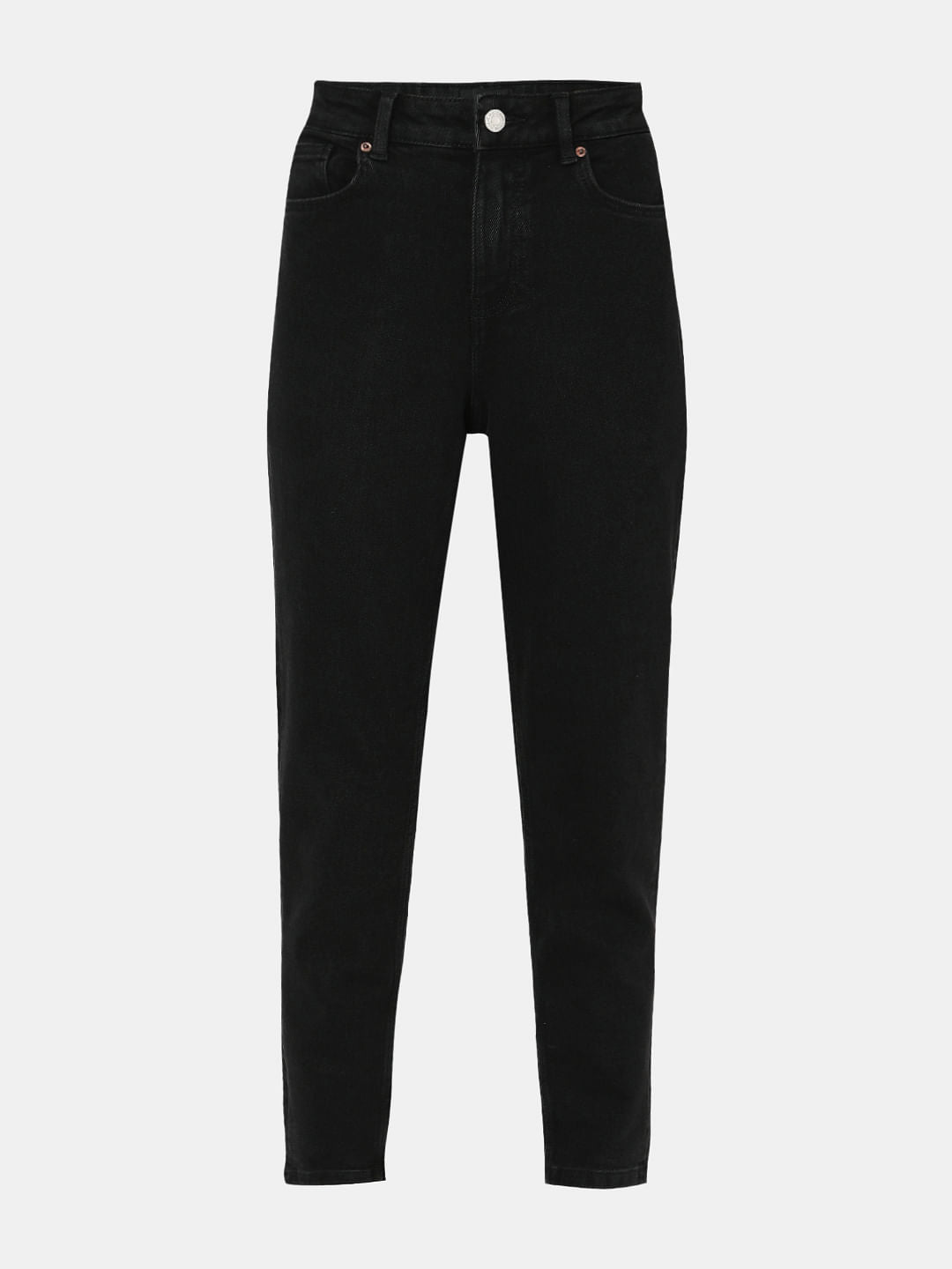 Black High Rise Tapered Jeans