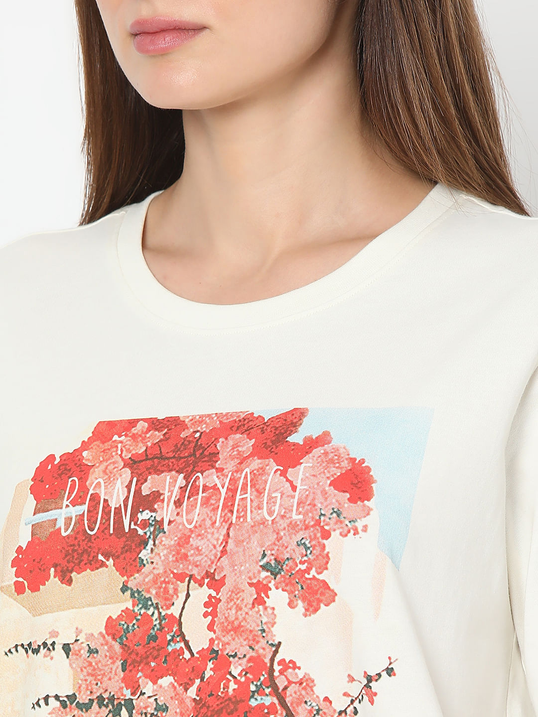 White Floral Print T-Shirt