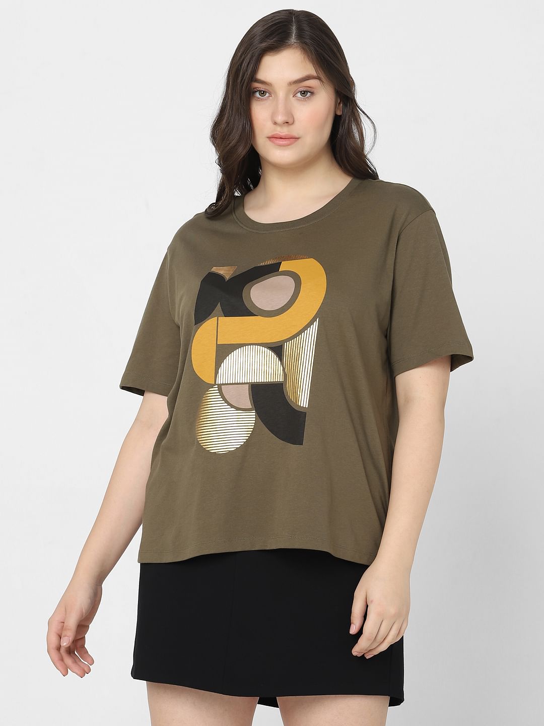 Curve Green Graphic Print T-Shirt