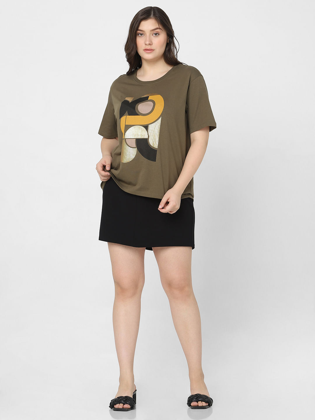 Curve Green Graphic Print T-Shirt