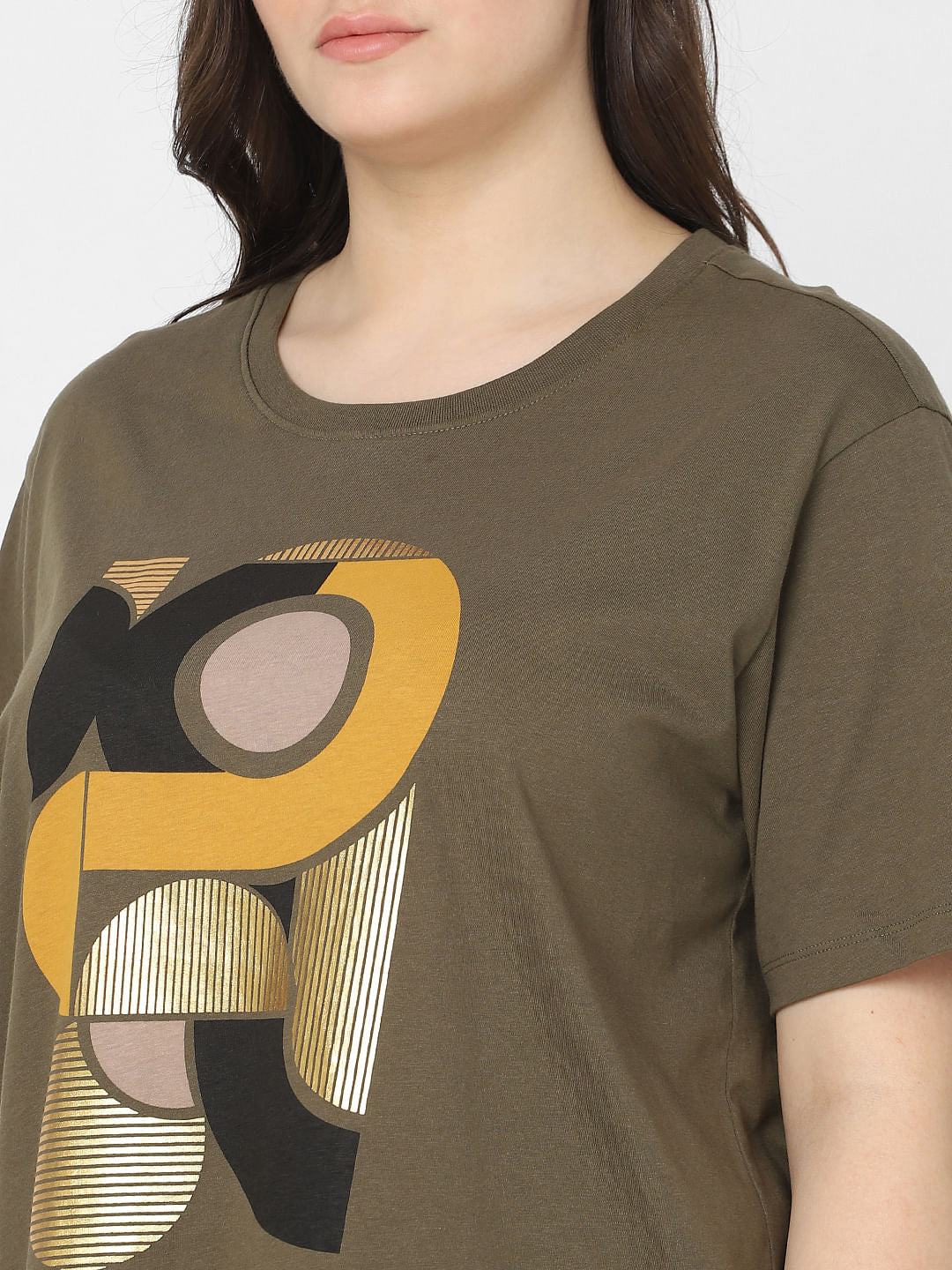 Curve Green Graphic Print T-Shirt