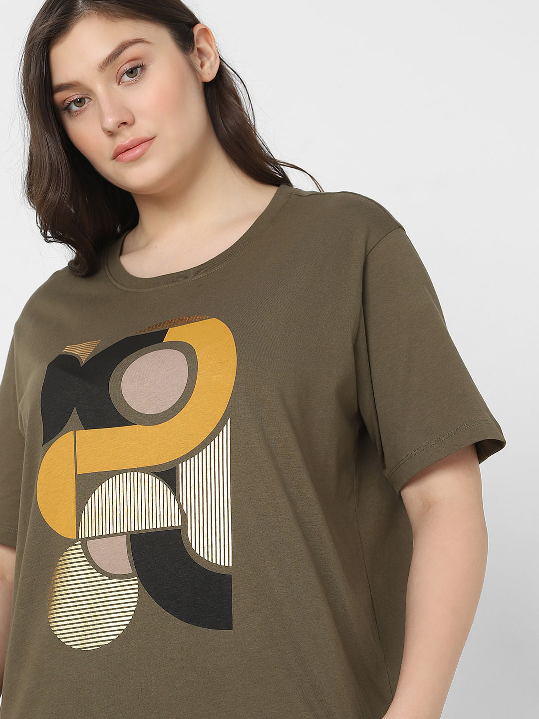 Curve Green Graphic Print T-Shirt
