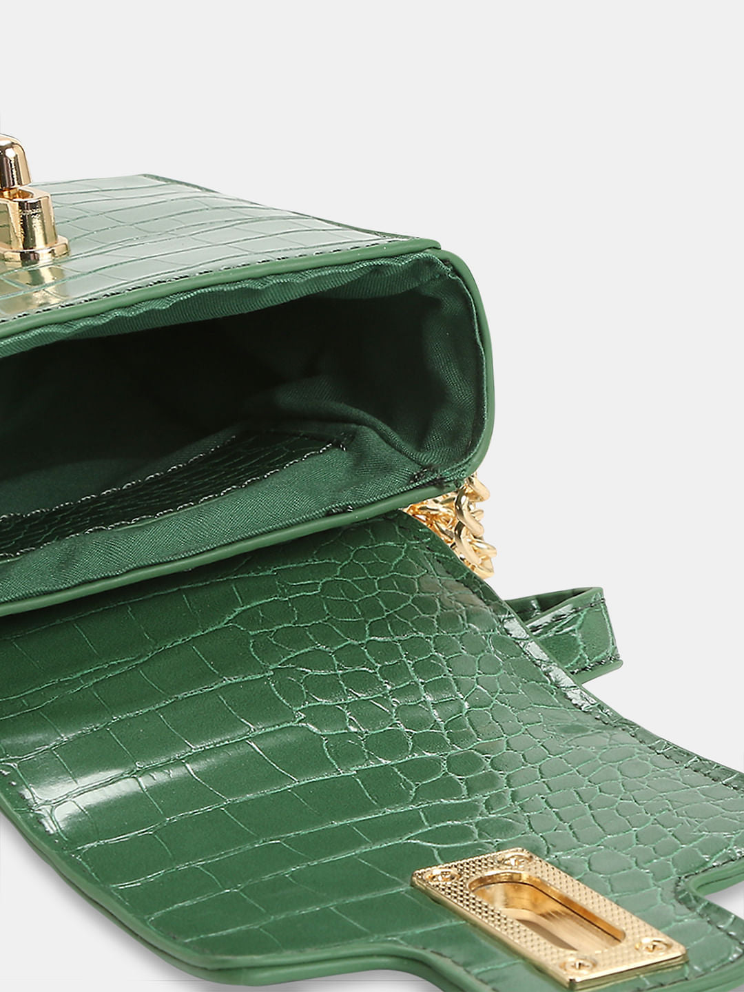 Green Textured Crossbody Bag