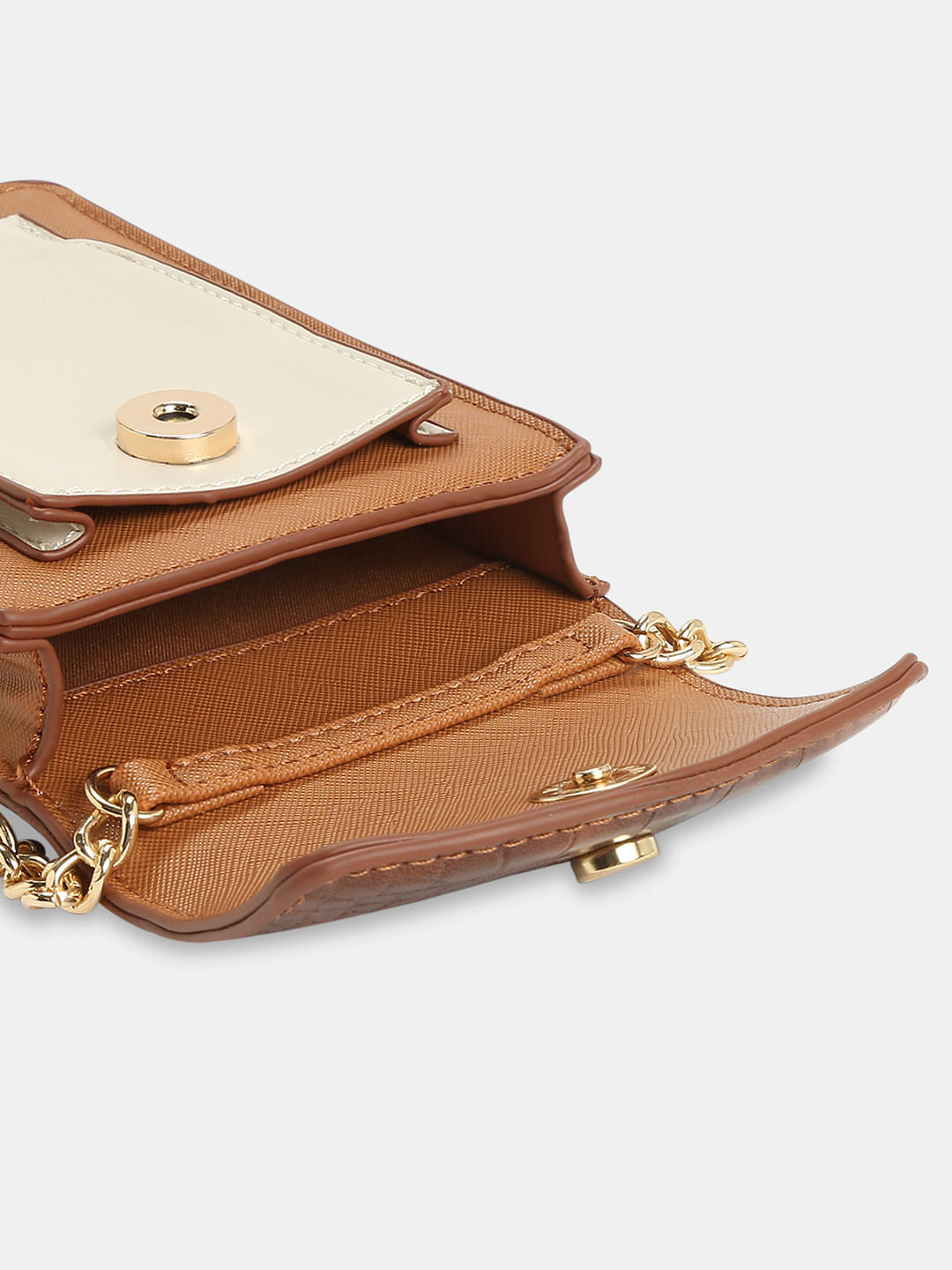 Tan Colourblocked Crossbody Bag