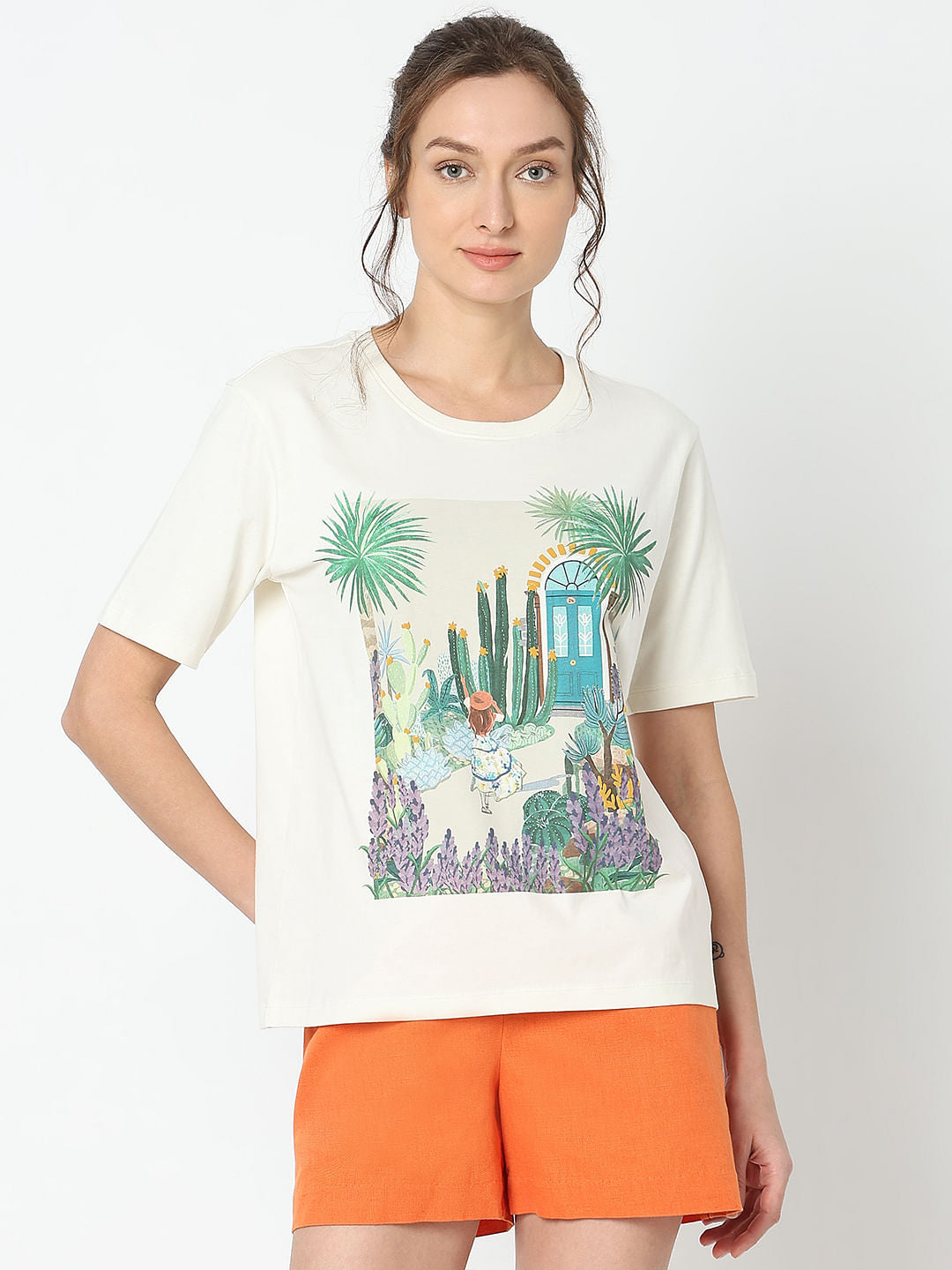 White Graphic Print T-Shirt