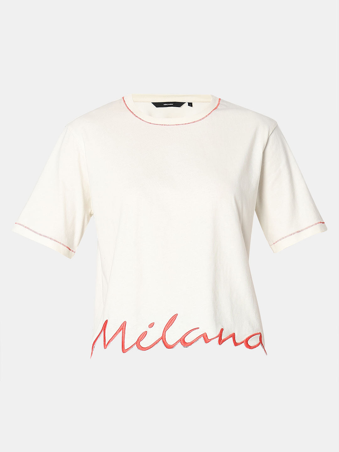 White Embroidered Hem T-Shirt