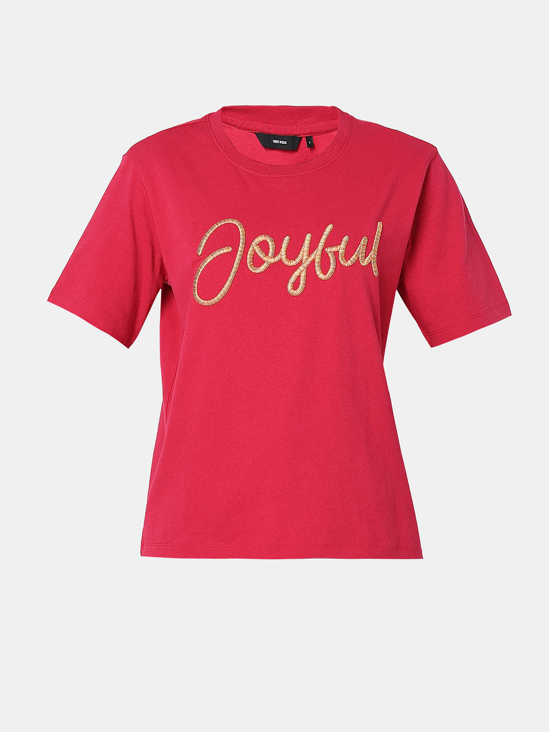 Red Embroidered Print T-Shirt