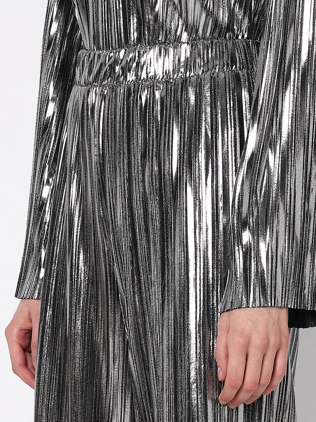 Silver High Rise Metallic Co-Ord Set Pants