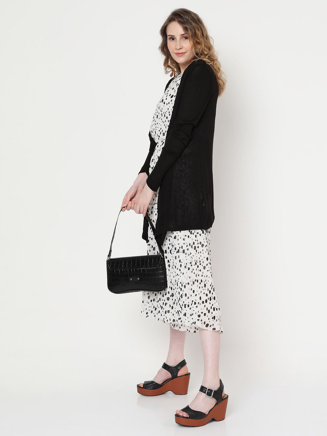 Black Front Open Cardigan