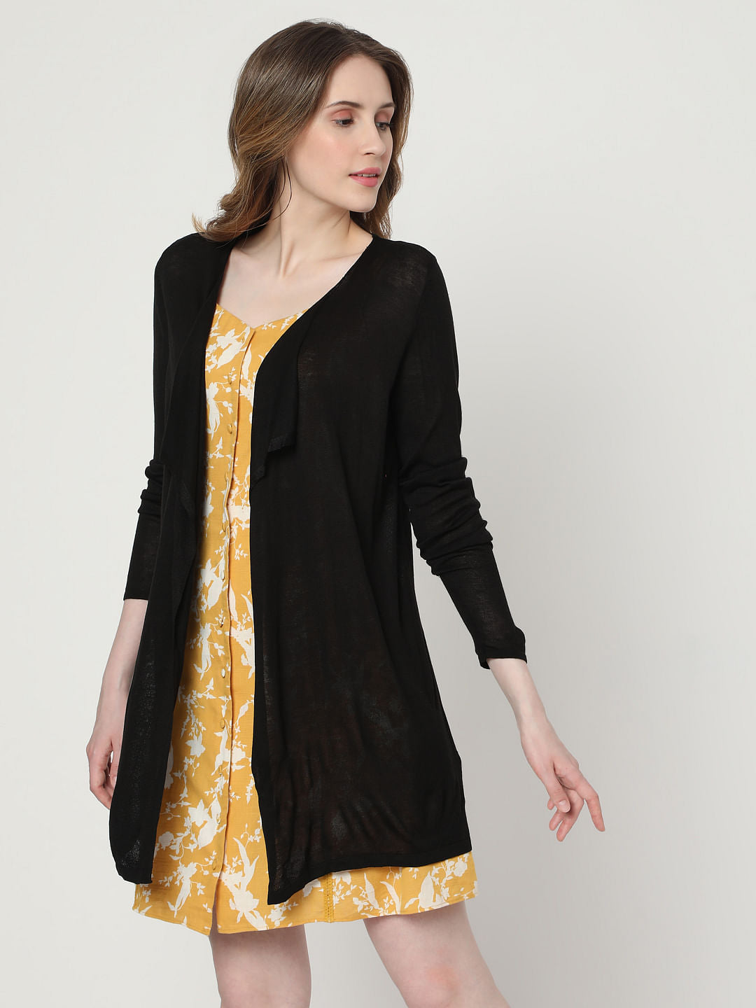 Black Front Open Cardigan