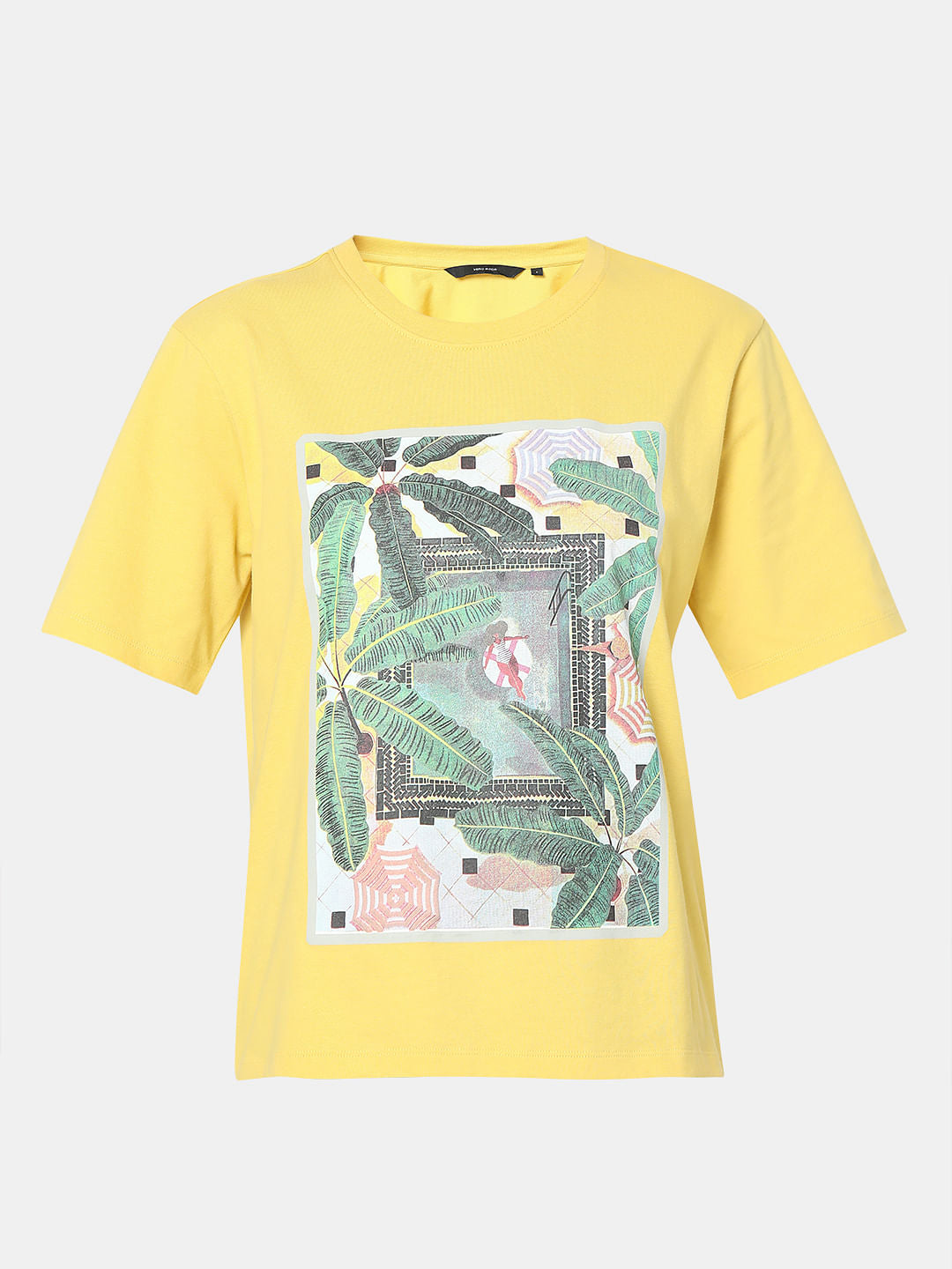 Yellow Tropical Print T-Shirt