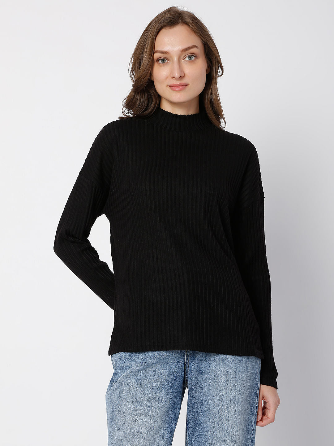 Black Funnel Neck Co-Ord Top