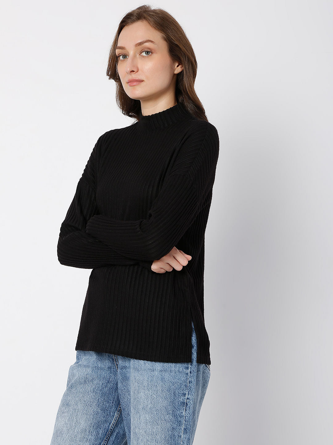 Black Funnel Neck Co-Ord Top