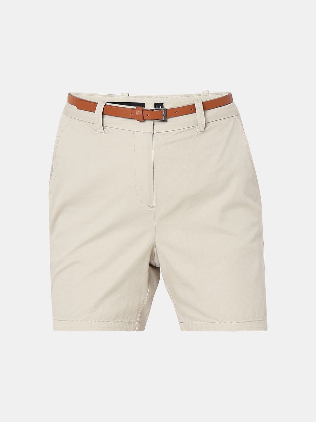 Beige Mid Rise Chino Shorts