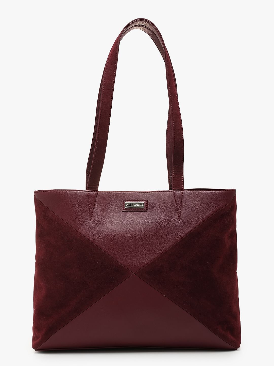 Burgundy Velvet Patch Tote Bag