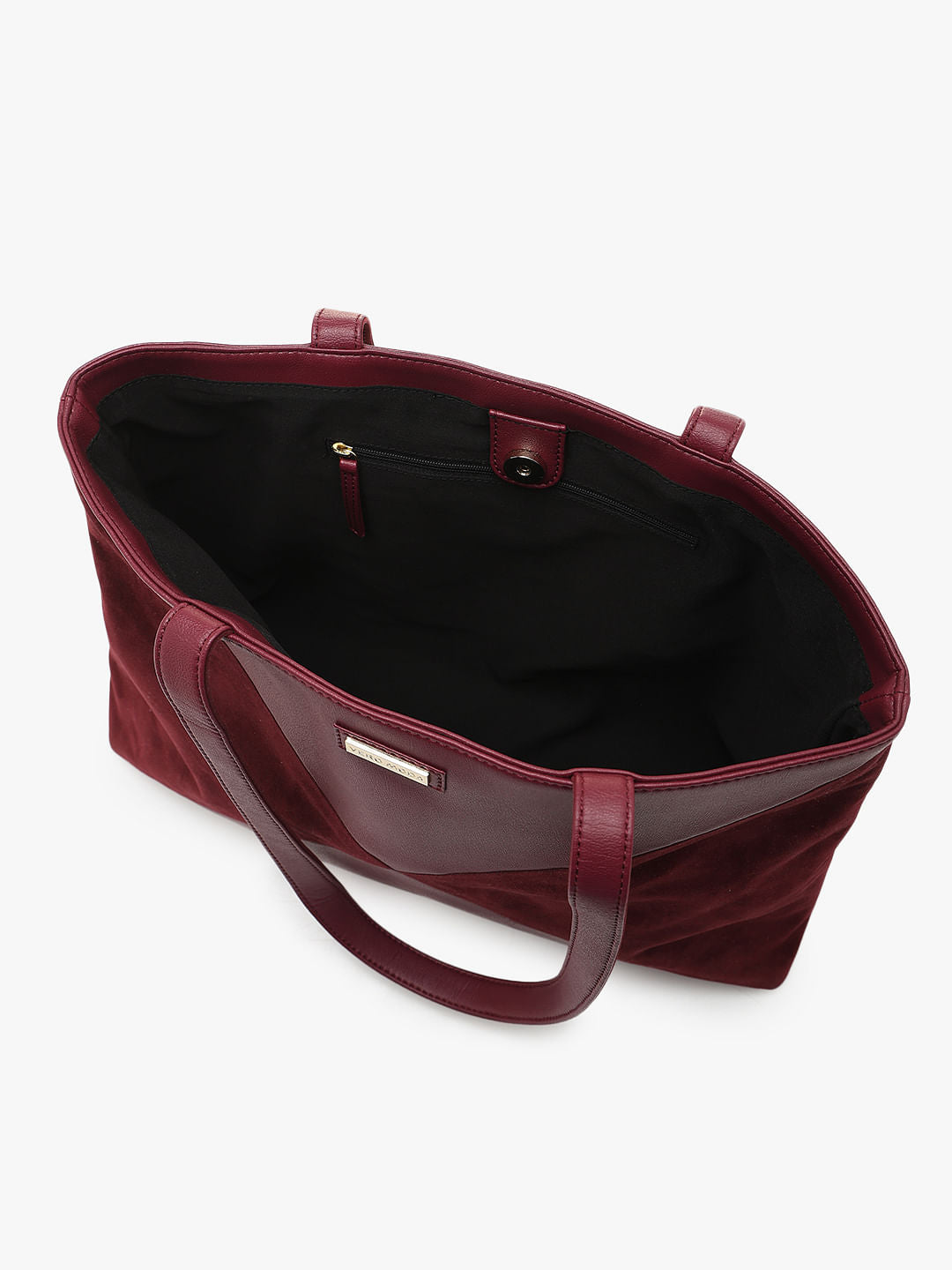 Burgundy Velvet Patch Tote Bag