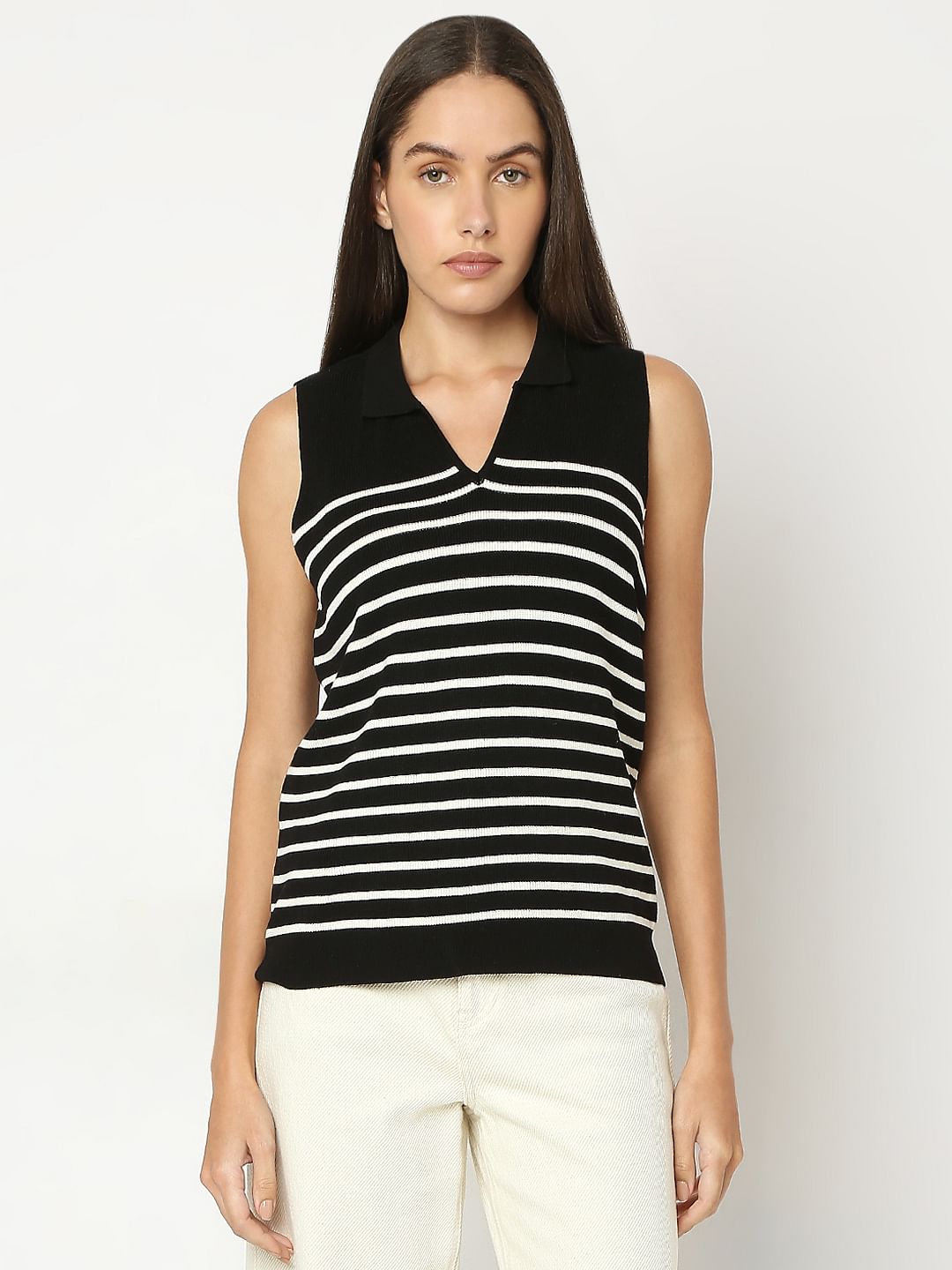 Black Striped Knitted Top