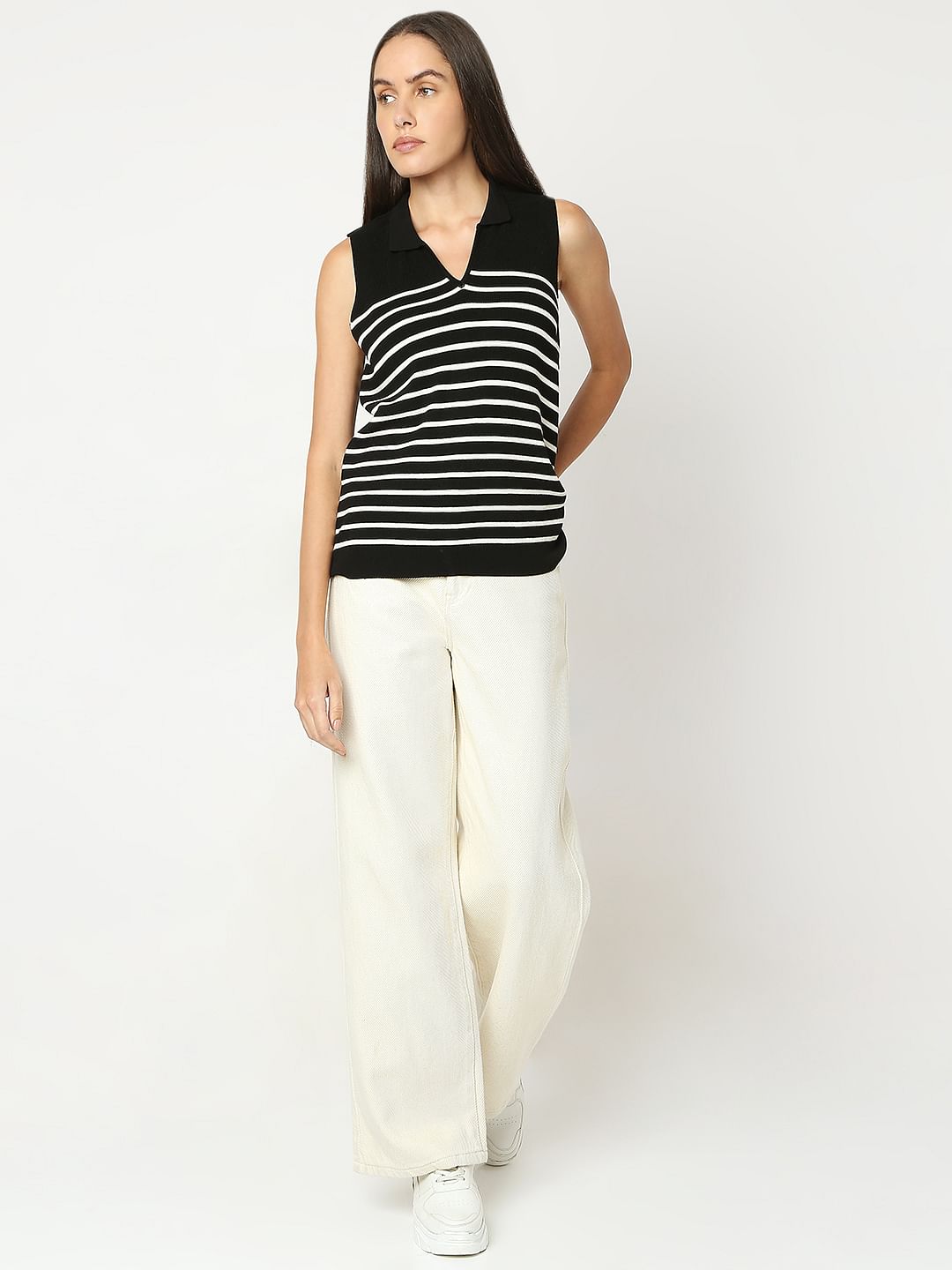 Black Striped Knitted Top
