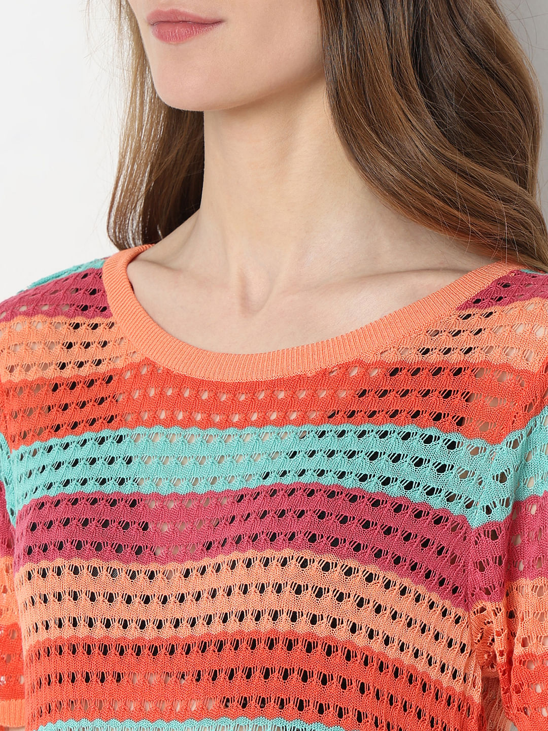 Blue Colourblocked Knit Top