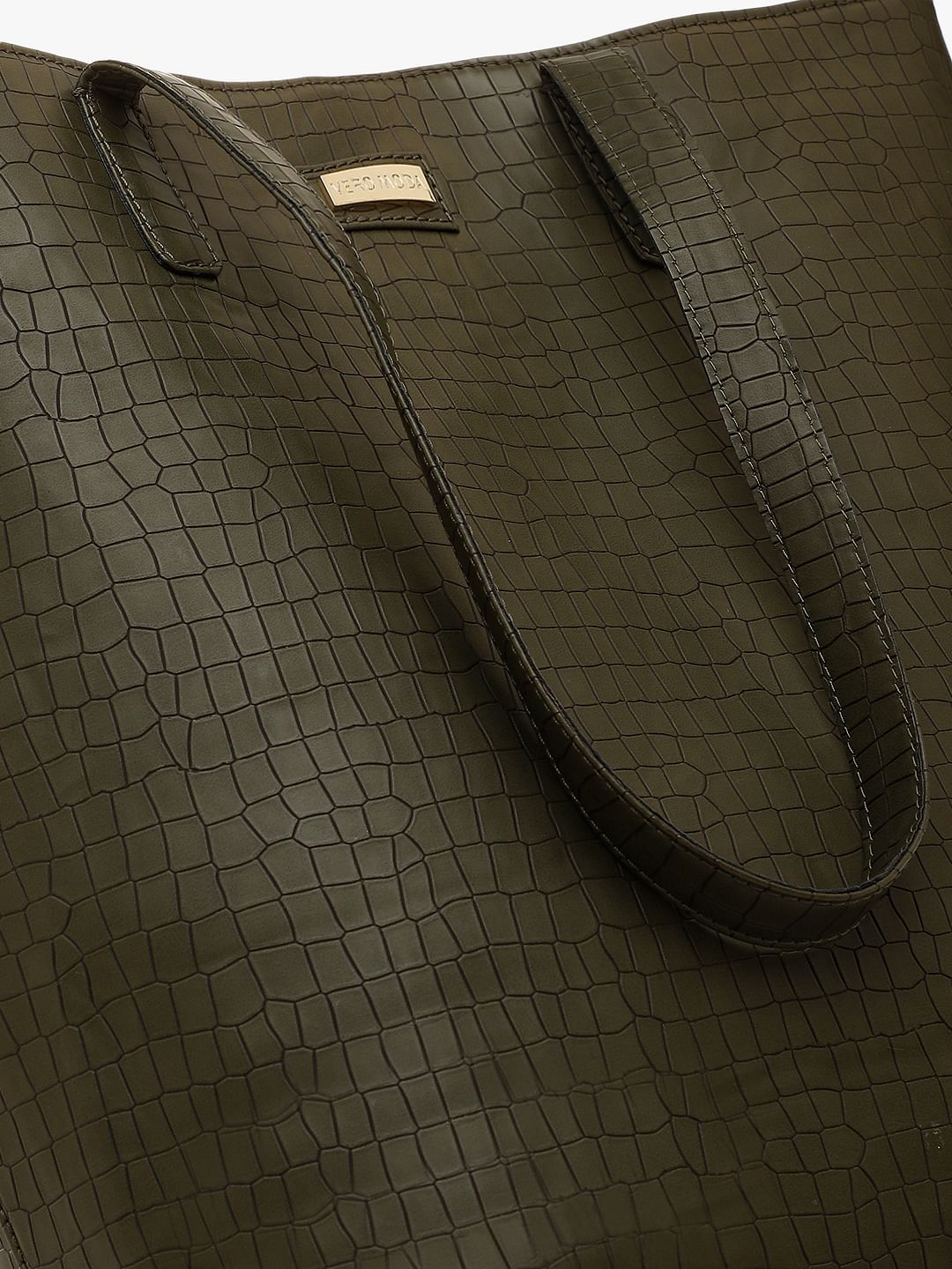 Olive Textured Tote Bag