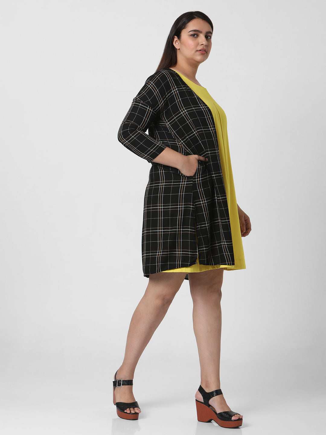 Curve Black Check Shrug