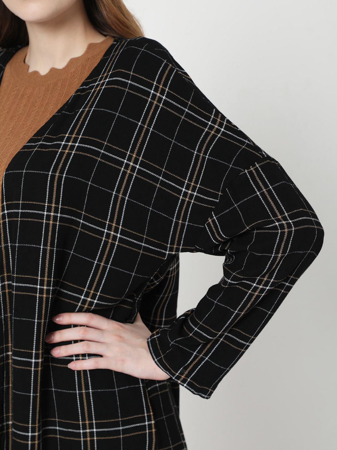 Black Check Shrug
