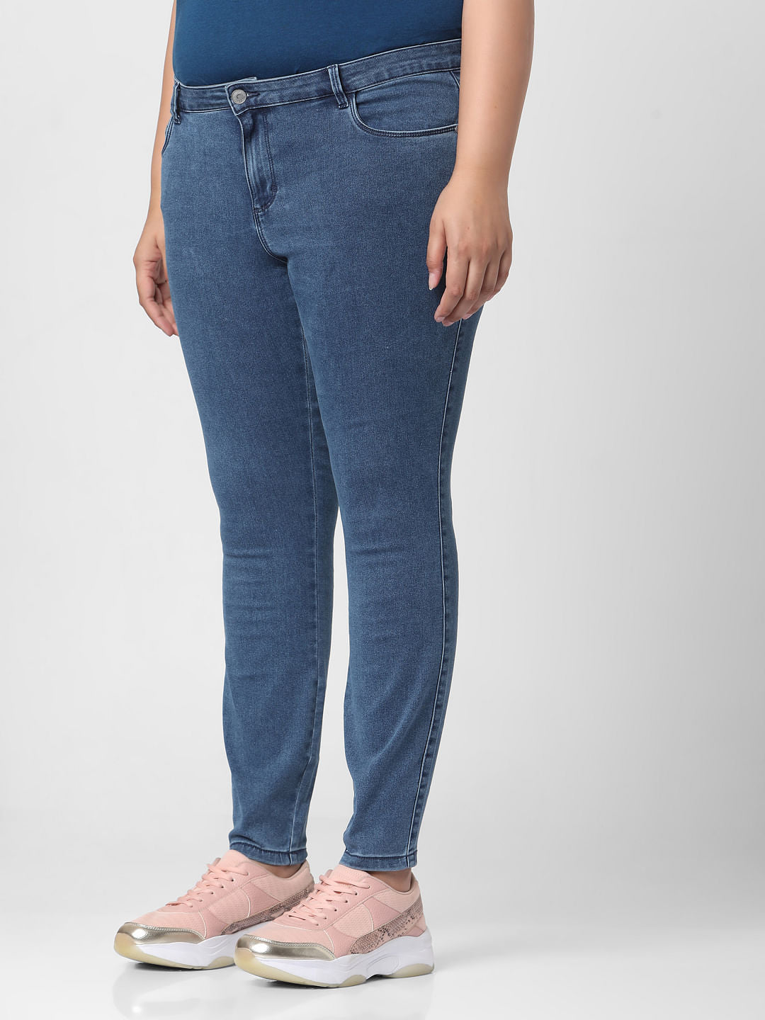 Curve Blue Mid Rise Wendy Wendy Skinny Jeans