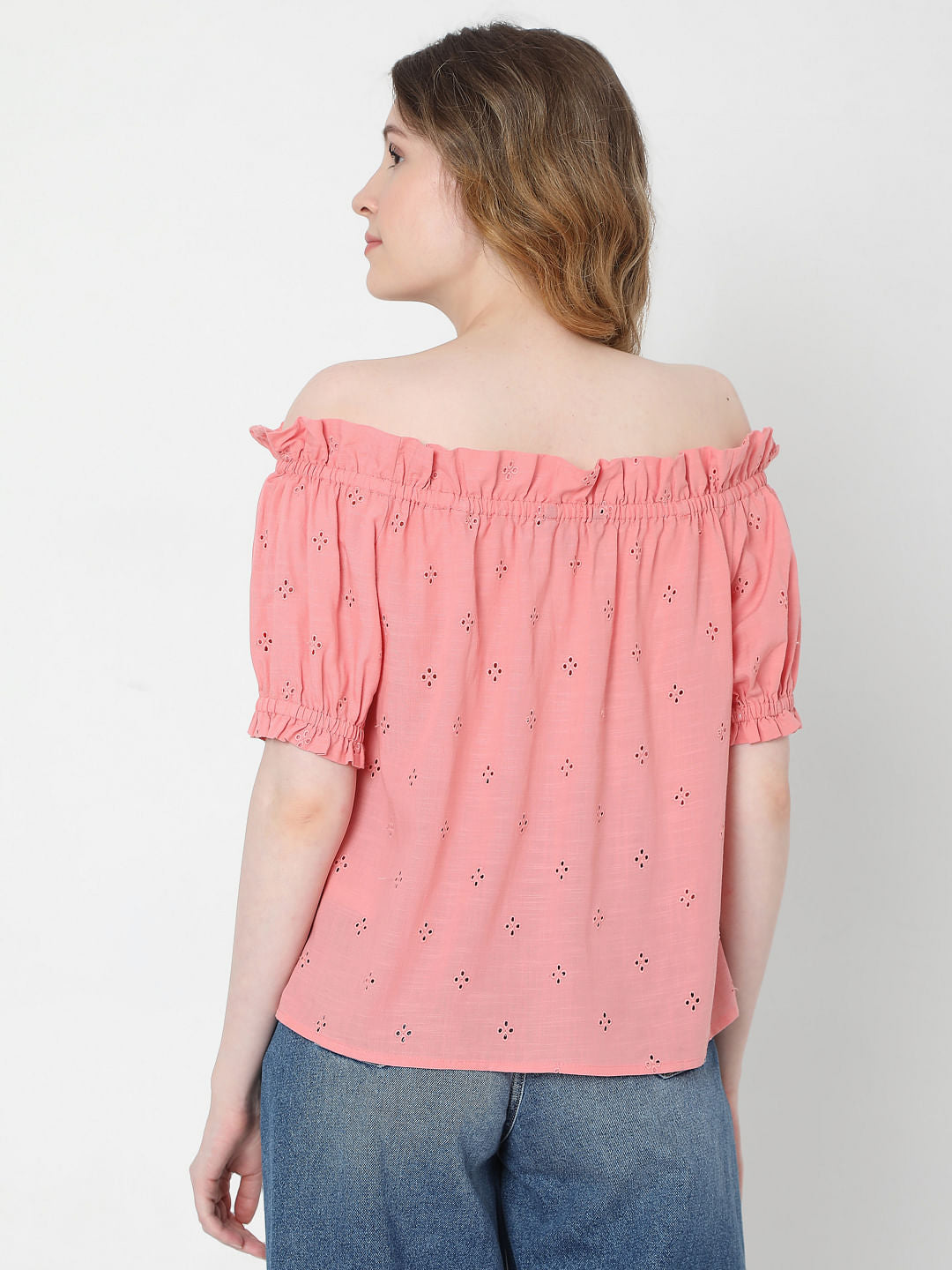 Coral Off-Shoulder Top