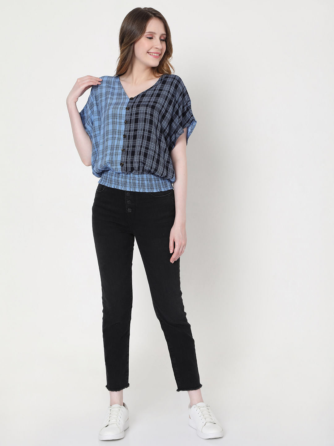 Blue Two-Toned Checks Top