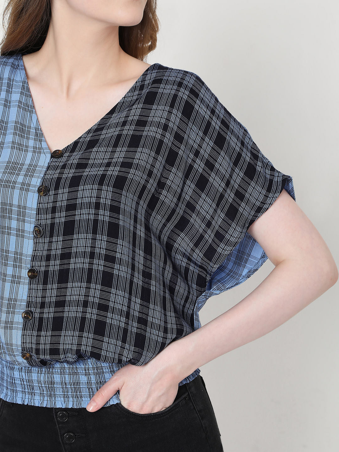 Blue Two-Toned Checks Top