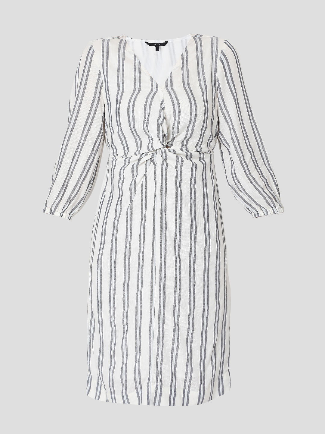 Beige Striped Shift Dress