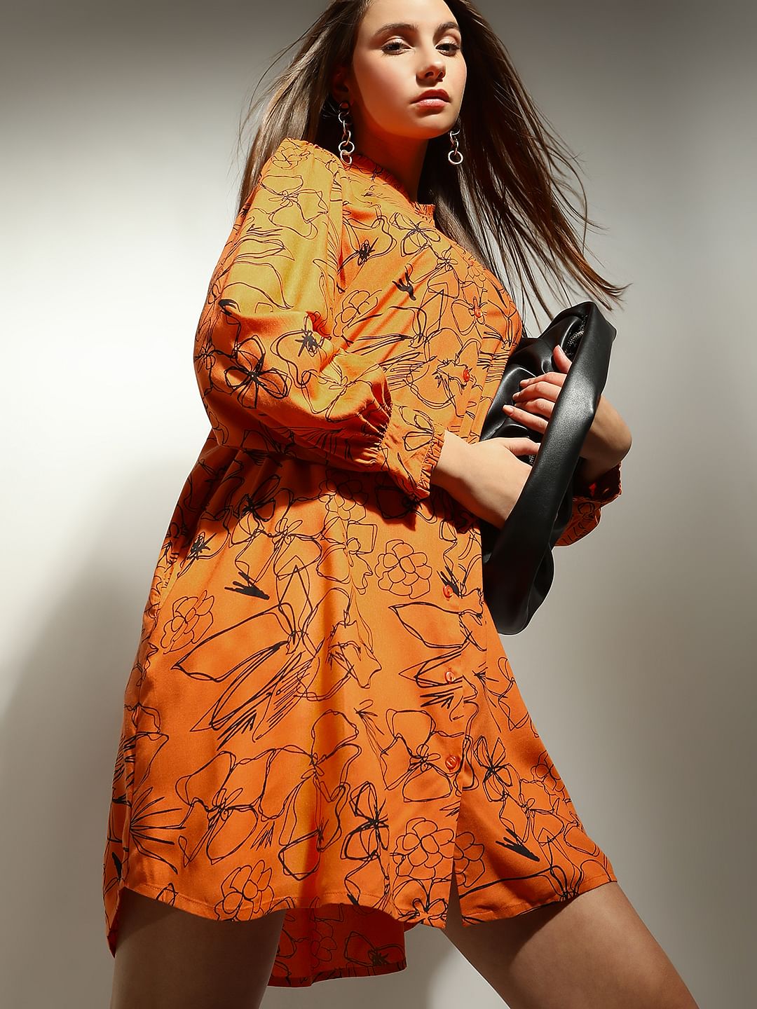 Orange Floral Shift Dress