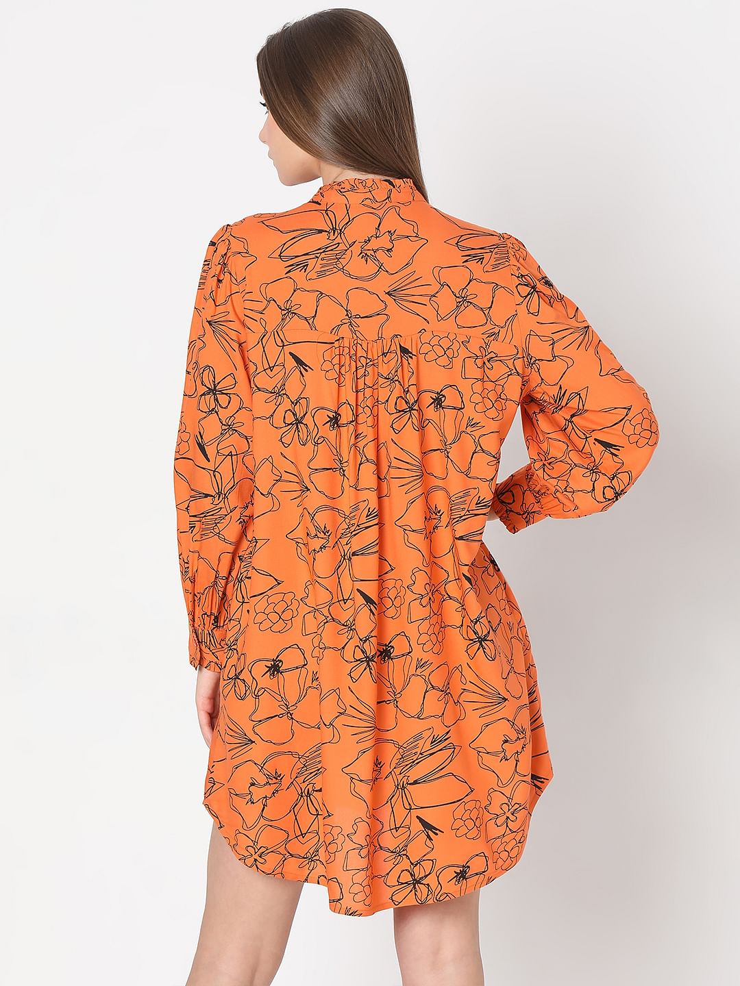 Orange Floral Shift Dress
