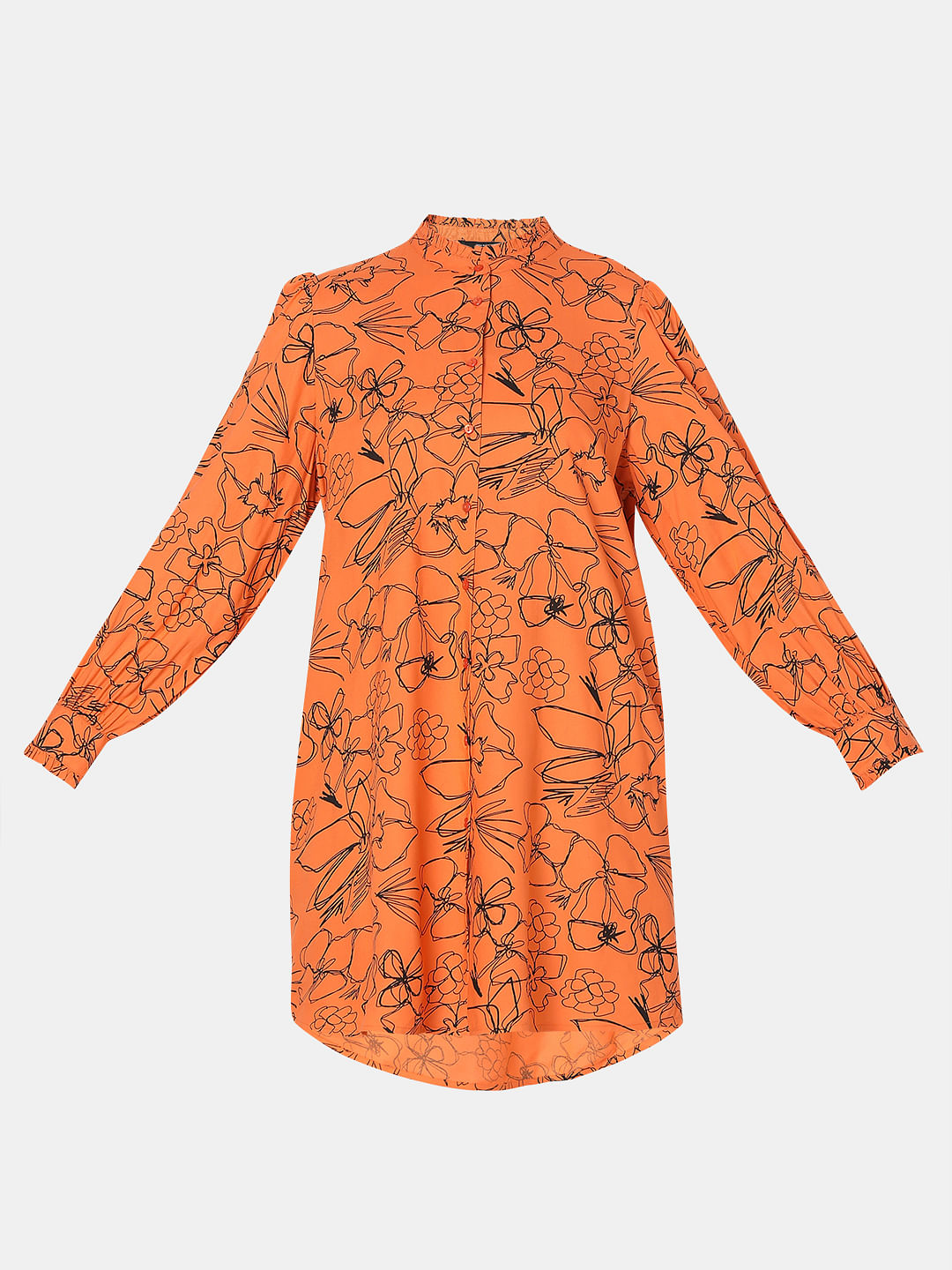 Orange Floral Shift Dress