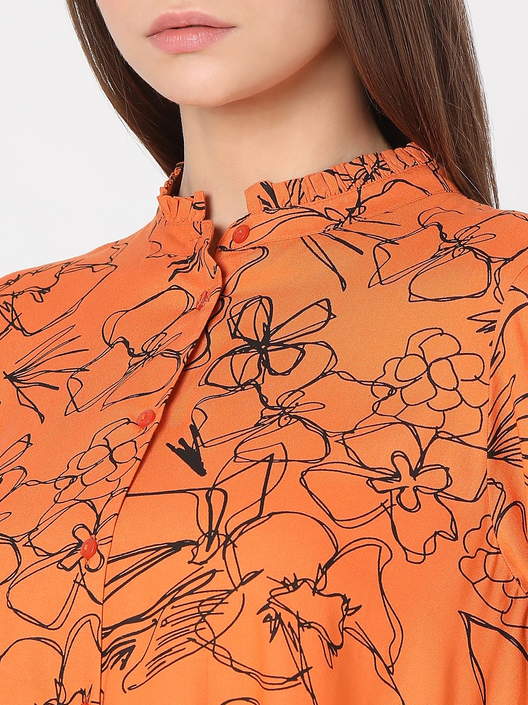 Orange Floral Shift Dress