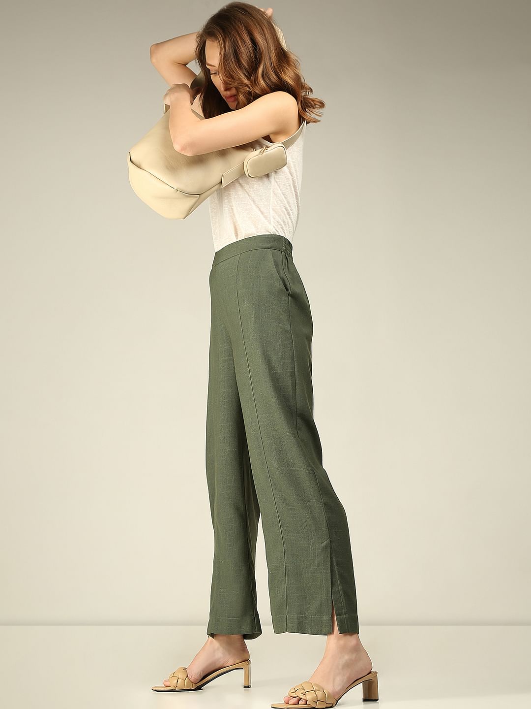 Green High Rise Pants