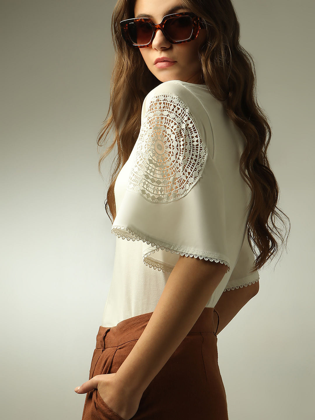 White Lace Patch T-Shirt