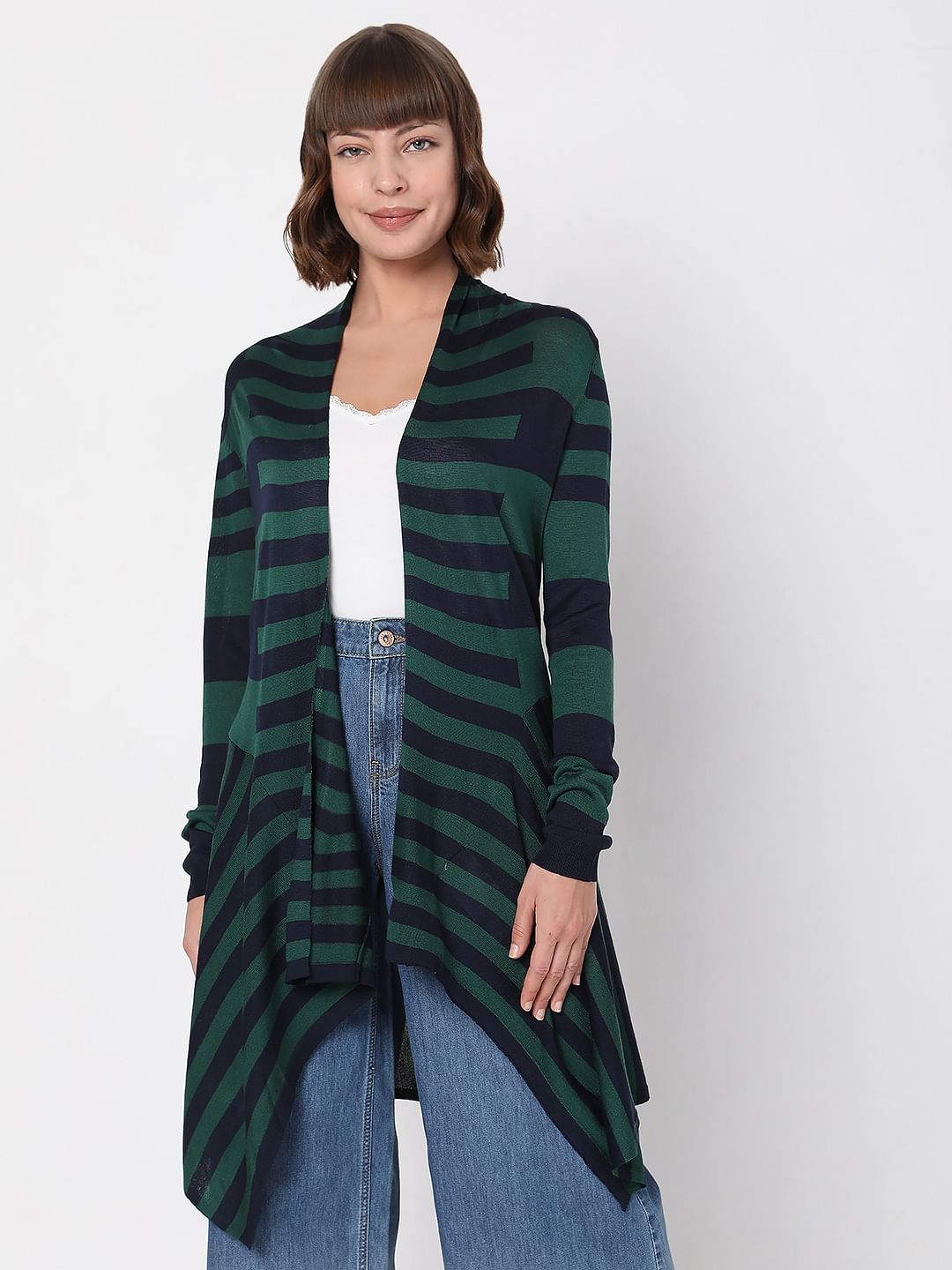 Green Striped Shrug